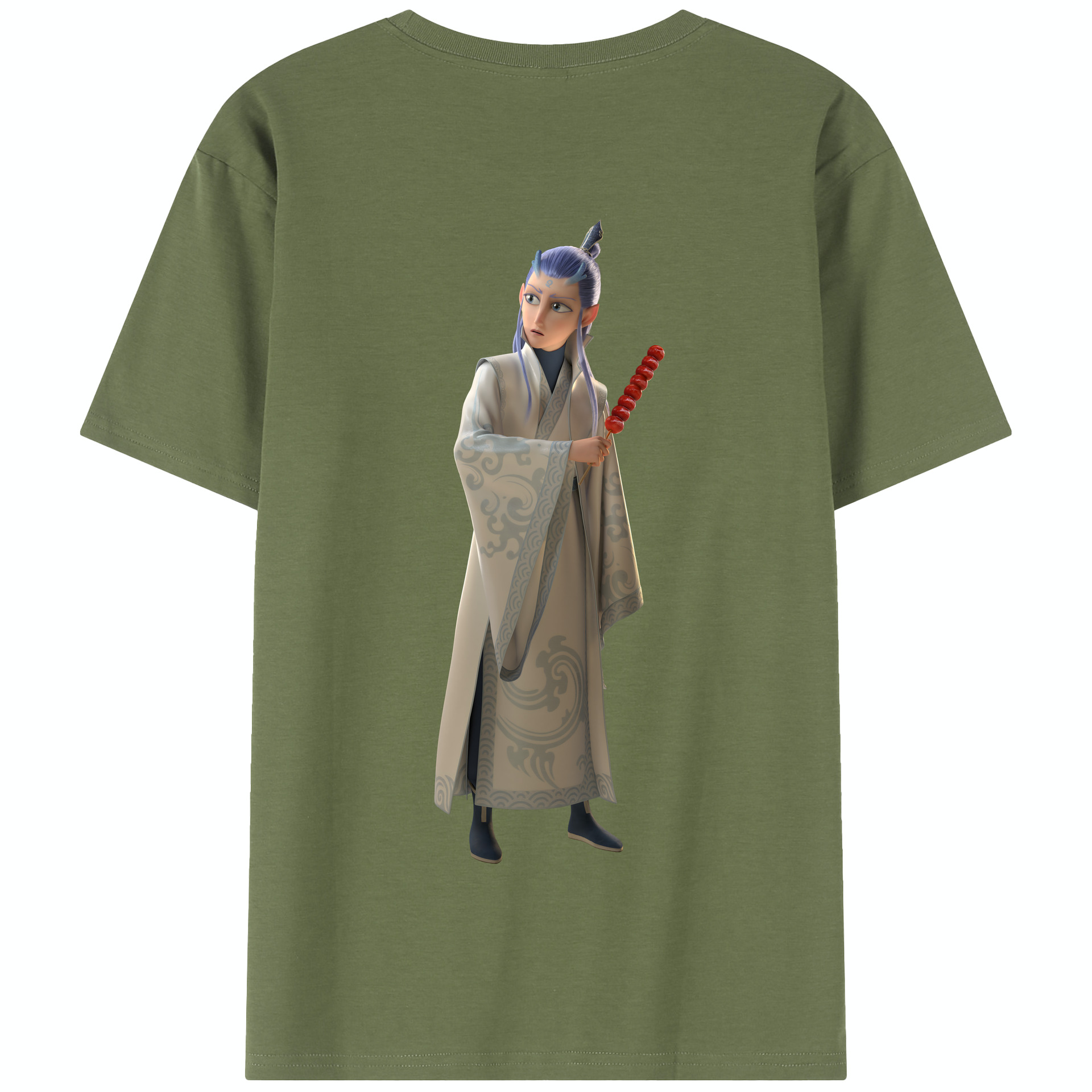 （画像用） Ne Zha 2 ナタ 魔童の大暴れ 綿100％半袖Tシャツ（背面プリント）